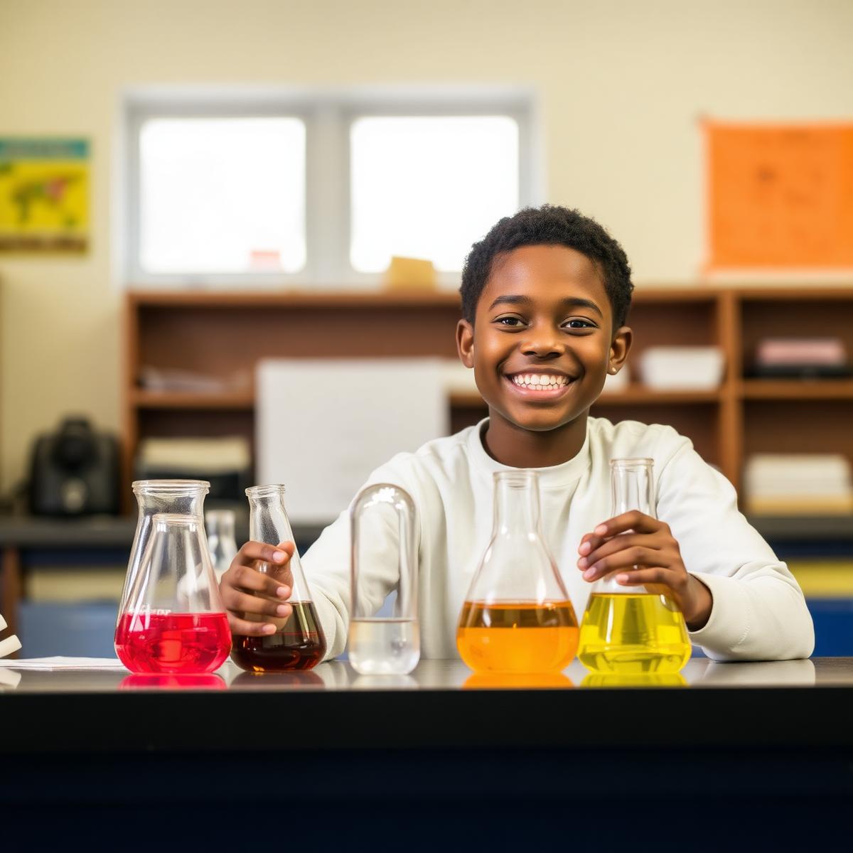 A young student conducting a science experiment