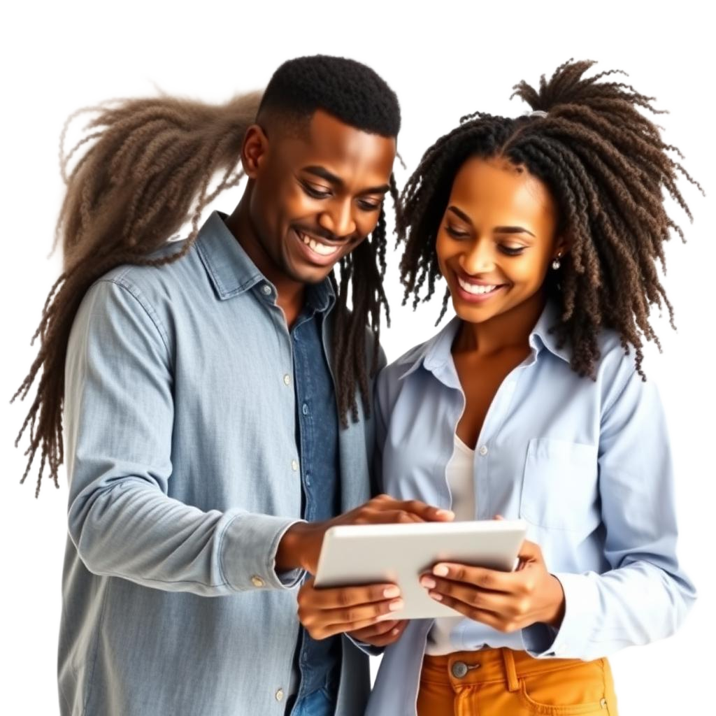Two colleagues collaborating over a tablet representing collaboration