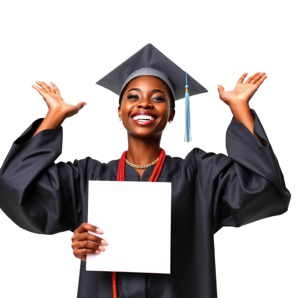 A graduate celebrating with a diploma representing measurable impact